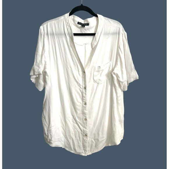 Boston Proper Womens White Button-Up Blouse Size M - Picture 1 of 7